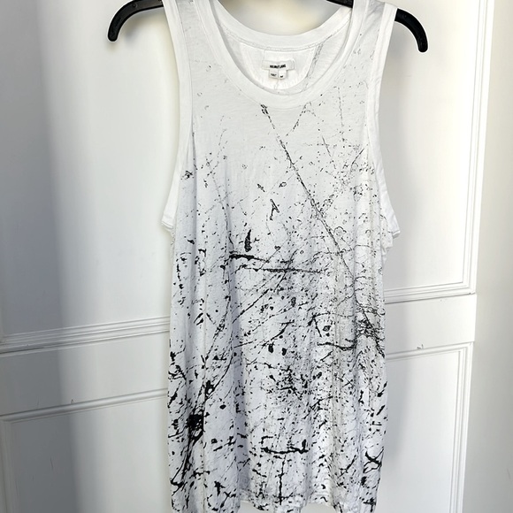 Helmut Lang Muscle Racer Tank Splatter Paint Design Black White Medium - Picture 3 of 7